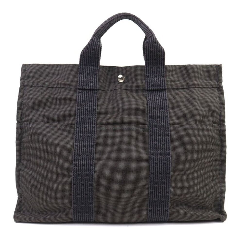 Hermes Her Line Herbag MM Silver Hardware Canvas Tote Bag With H Logo Serie